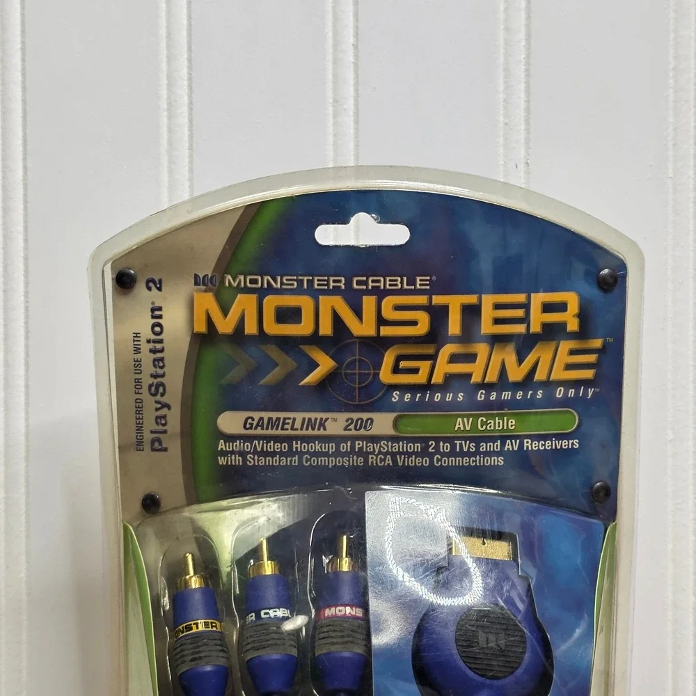 Monster Cable GameLink 200 AV Cable for PlayStation 2 PS2 10ft Gold RCA PGL200